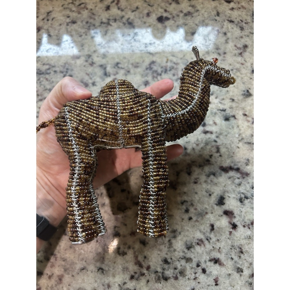 GrassRoots Creations (Beadworx) Decorative Metal Beaded Camel Sculpture